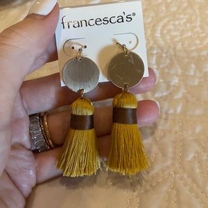 Francesca’s mustard fringe earrings
